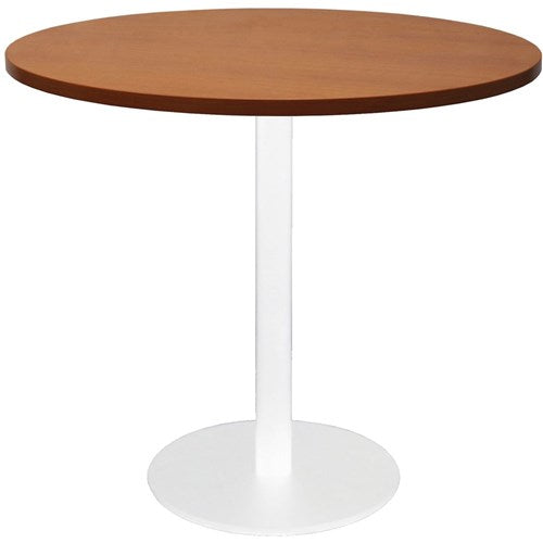 Rapidline Disc Base Round Table 900D x 755mmH Cherry Top White Base