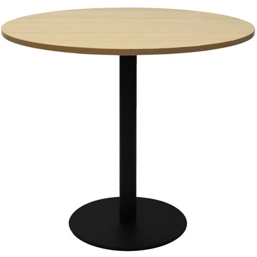 Rapidline Disc Base Round Table 1200D x 755mmH Oak Top Black Base