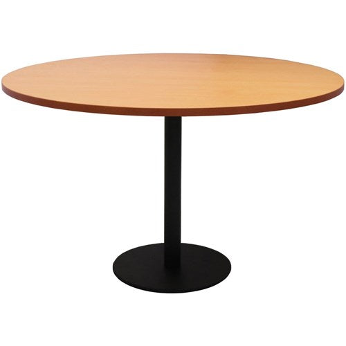 Rapidline Disc Base Round Table 1200D x 755mmH Beech Top Black Base