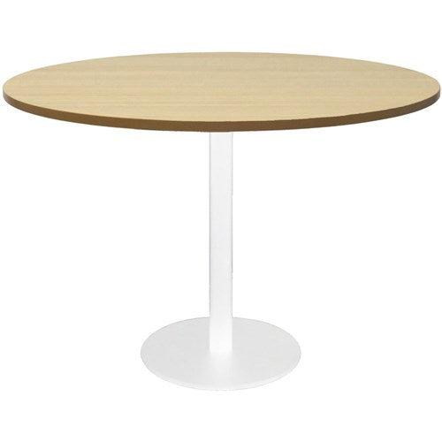 Rapidline Disc Base Round Table 1200D x 755mmH Oak Top White Base