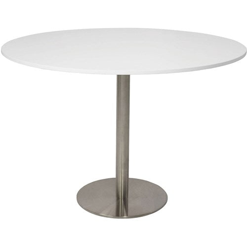 Rapidline Disc Base Round Table 1200D x 755mmH White Top Silver Base