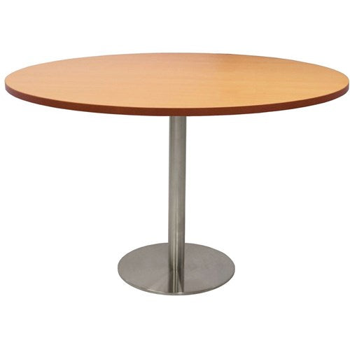 Rapidline Disc Base Round Table 1200D x 755mmH Beech Top Silver Base