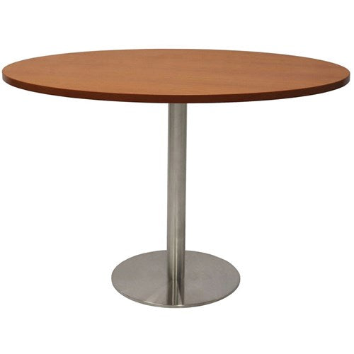 Rapidline Disc Base Round Table 1200D x 755mmH Cherry Top Silver Base