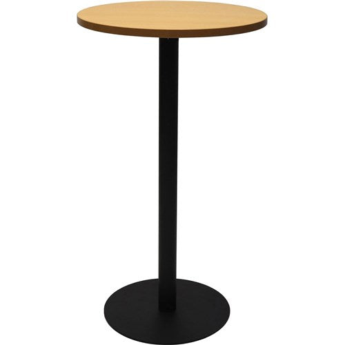 Rapidline Disc Base Dry Bar Table 600D x 1085mmH Beech Top Black Base