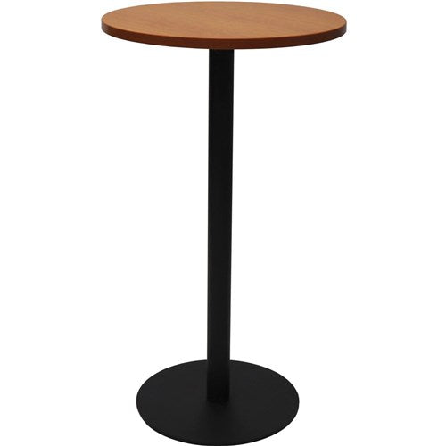 Rapidline Disc Base Dry Bar Table 600D x 1085mmH Cherry Top Black Base