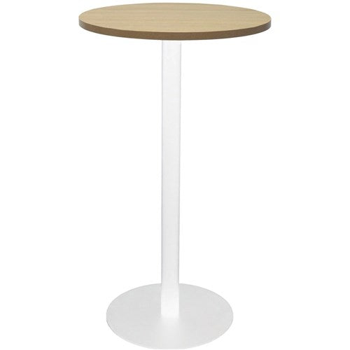 Rapidline Disc Base Dry Bar Table 600D x 1085mmH Oak Top White Base