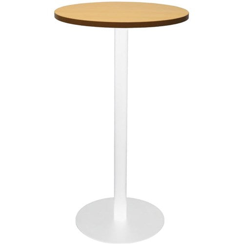 Rapidline Disc Base Dry Bar Table 600D x 1085mmH Beech Top White Base