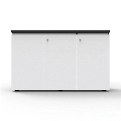 Rapidline Infinity Swing 3 Door Cupboard 1200W x 450D x 730mmH White With Black Edge