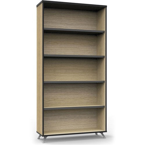 Rapidline Infinity Bookcase 900W x 315D x 1800mmH 4 Shelf Oak With Black Edge