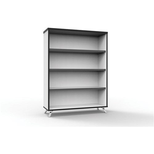 Rapidline Infinity Bookcase 900W x 315D x 1200mmH 3 Shelf White With Black Edge