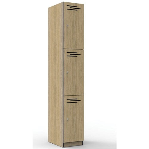 Rapidline Infinity Melamine 3 Door Locker 305Wx455Dx1850mmH Oak with Black Edging