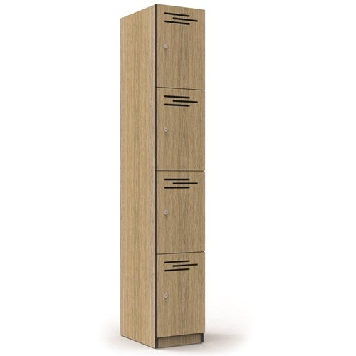 Rapidline Infinity Melamine 4 Door Locker 305Wx455Dx1850mmH Oak with Black Edging