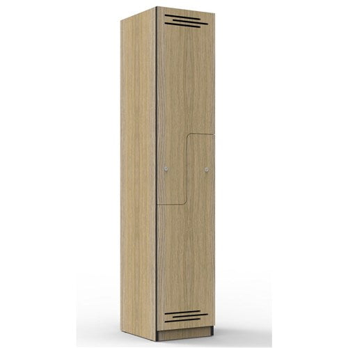 Rapidline Melamine Locker 2 Step Door 380W x 455D x 1850mmH Oak/Black Edging