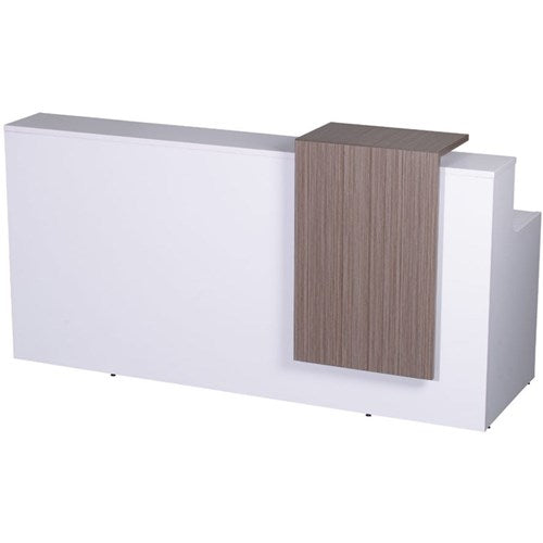 Rapidline Urban Reception Counter 2200W x 800D x 1150mmH White With Driftwood Panel | Better Office