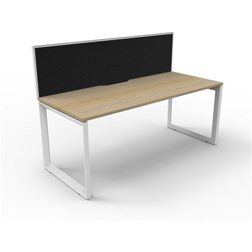 Rapidline Deluxe Infinity Desk Loop Leg Single Sided + Screen 1200Wx750Dx1200mmH Oak/White