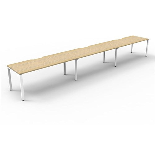 Rapidline Deluxe Infinity Desk Profile Leg Single Sided 3 Person 4500mmW Oak/White | Better Office