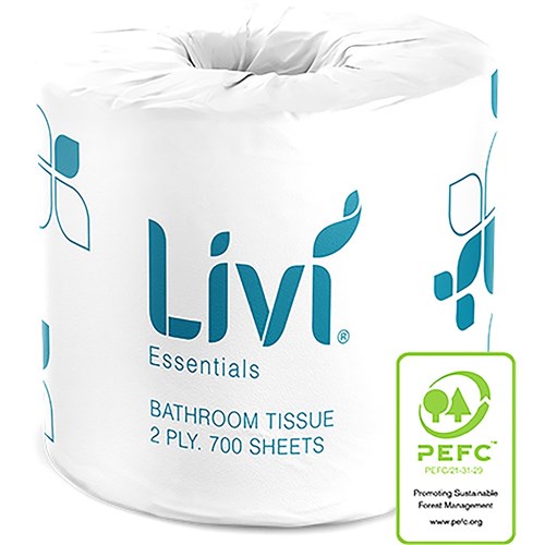 Livi Essentials Toilet Paper Rolls 2 Ply 700 Sheets Box Of 48 | Better Office