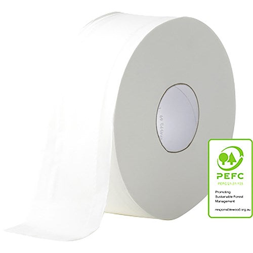 Livi Essentials Toilet Paper Jumbo Roll 2 Ply 300m Box Of 8 | Better Office