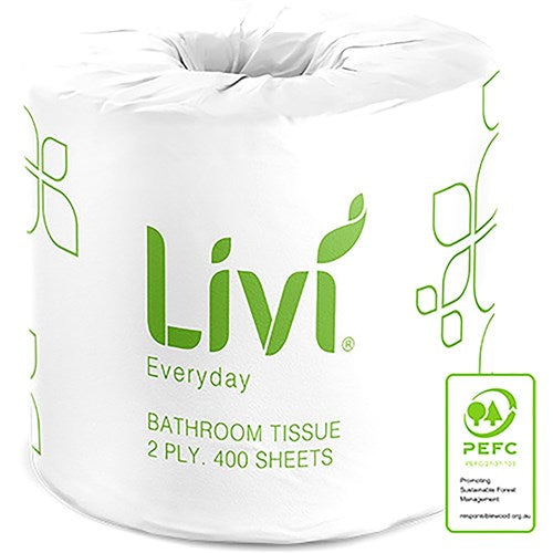 Livi Everyday Toilet Paper Rolls 2 Ply 400 Sheets Box Of 48 | Better Office