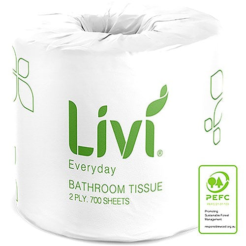 Livi Everyday Toilet Paper Rolls 2 Ply 700 Sheets Box Of 48 | Better Office