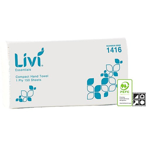 Livi Essentials Hand Towel Compact 1 Ply 150 Sheet Box Of 16 | Better Office