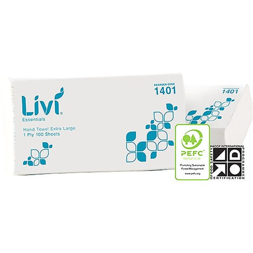 Livi Essentials Hand Towel Extra Large 1 Ply 100 Sheets Box Of 24 | Better Office