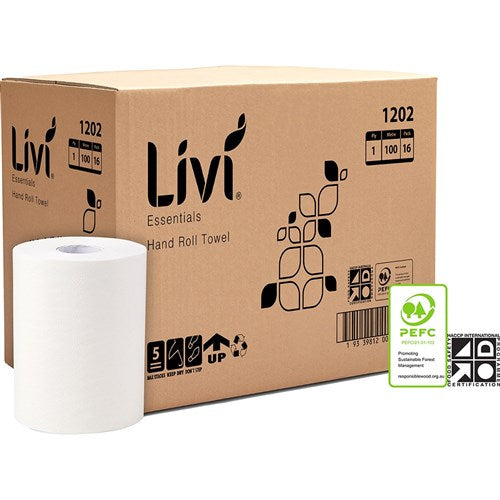 Livi Essentials Hand Towel Roll 1 Ply 100m Box Of 16 | Better Office