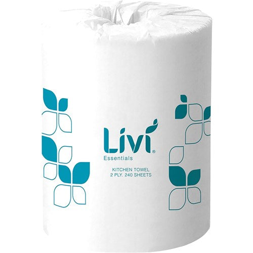 Livi Essentials Kitchen Towel Roll 2 Ply 240 Sheets Box Of 12 | Better Office