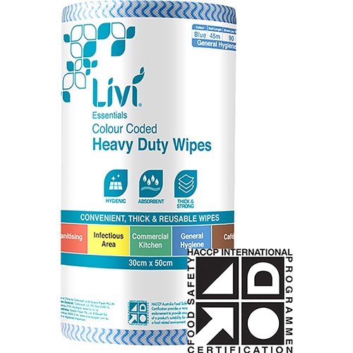 Livi Essentials Commercial Wipes 90 Sheets Blue Carton Of 4 | Better Office