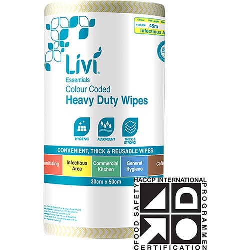 Livi Essentials Commercial Wipes 90 Sheets Antibacterial Yellow Carton Of 4 | Better Office