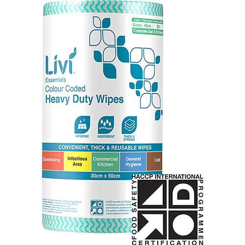 Livi Essentials Commercial Wipes 90 Sheets Green Carton Of 4 | Better Office