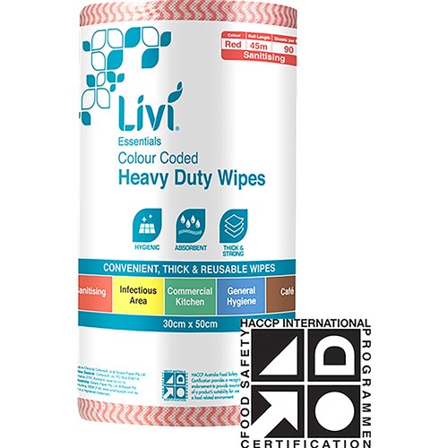 Livi Essentials Commercial Wipes 90 Sheets Red Carton Of 4 | Better Office