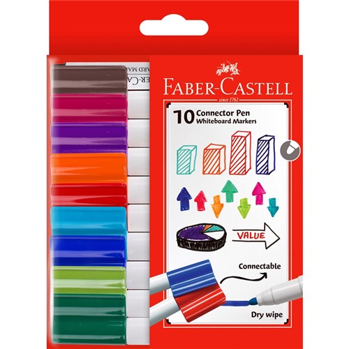 Faber-Castell Connector Whiteboard Marker Assorted Pack 10 | Better Office