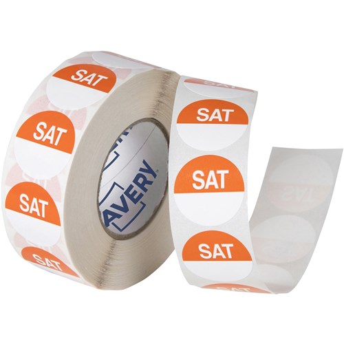 Avery Food Rotation Round Label 24mm Saturday Orange Roll of 1000