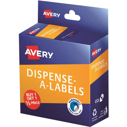 Avery Dispenser Label 24mm Buy 1 Get 1 1/2 Red Pack Of 300