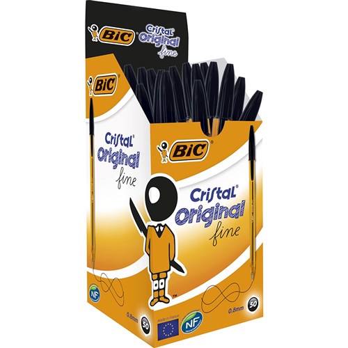 Bic Cristal Ballpoint Pen 0.8mm Fine Black Box of 50