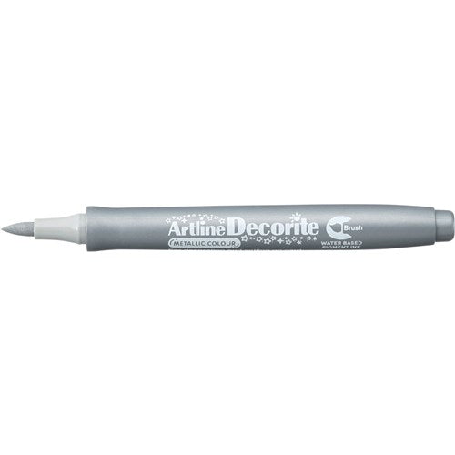 Artline Decorite Metallic Markers Brush Nib Silver Box Of 12