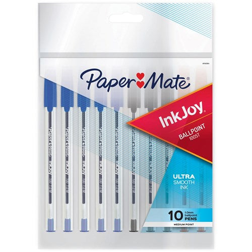 Papermate 100ST Inkjoy Ballpoint Pen Capped Business Assorted Pack of 10