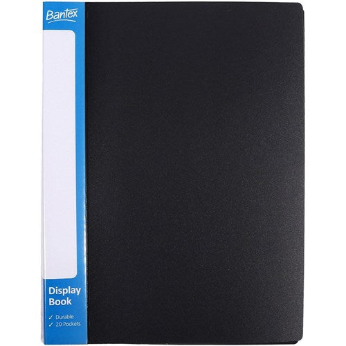 Bantex Insert Spine Display Book A4 40 Fixed Pockets Black