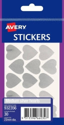 Sp- Stickers Hearts Avery Medium Permanent Silver Pk30 Hs (PK10)