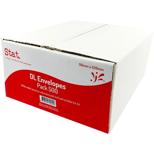 Stat Peel And Seal Envelope DL Secretive White Pack of 500 | Better Office