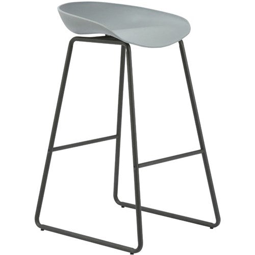 Rapidline Aries Bar Stool With Black Metal Frame And Polypropylene Grey Shell Seat