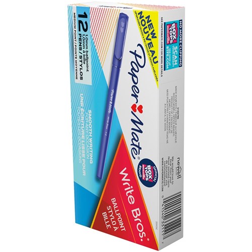 Papermate Write Bros Ballpoint Pen Medium 1mm Blue Box of 12 | Better Office