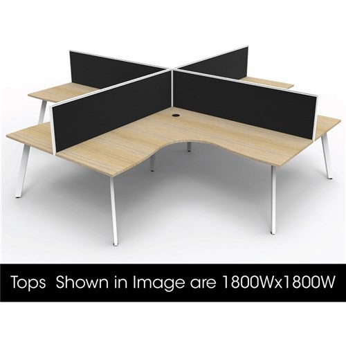 Rapidline Eternity Corner POD Workstation 4 Person + Screens 3600Wx3000Dx1200mmH Oak/White