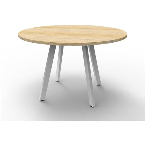 Rapidline Eternity Meeting Round Table 1200D x 730mmH Oak Top White Base