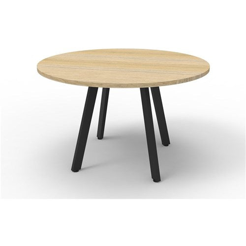 Rapidline Eternity Meeting Round Table 1200D x 730mmH Oak Top Black Base