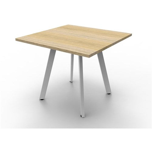 Rapidline Eternity Meeting Table 900W x 900D x 730mmH Oak Top White Base