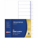 Dividers Avery A4 L7455-10 Indexmaker Punched 10tab