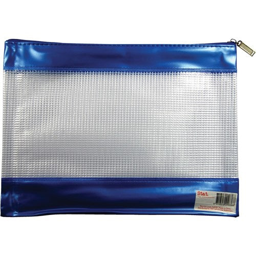 Stat PVC Mesh Pencil Case 278 x 200mm Blue and Clear | Better Office