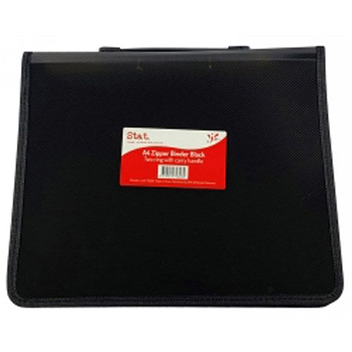 Stat A4 2R Zipper Binder with Handle 25mm Black | Better Office